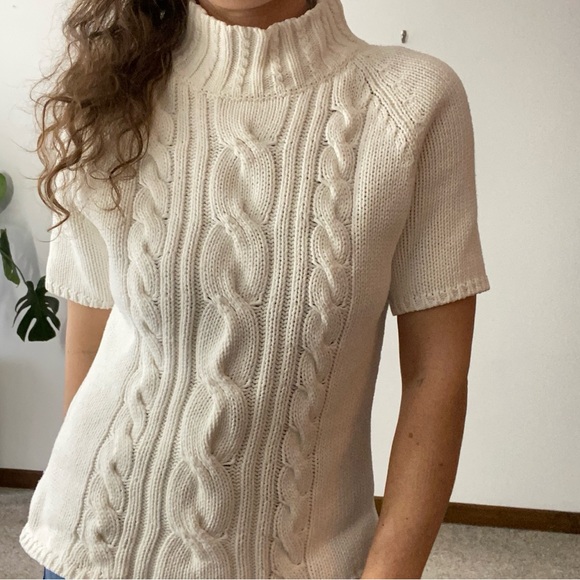 VINTAGE LUCIA LUKKEN Cable Knit Mock Neck Sweater - Picture 7 of 7
